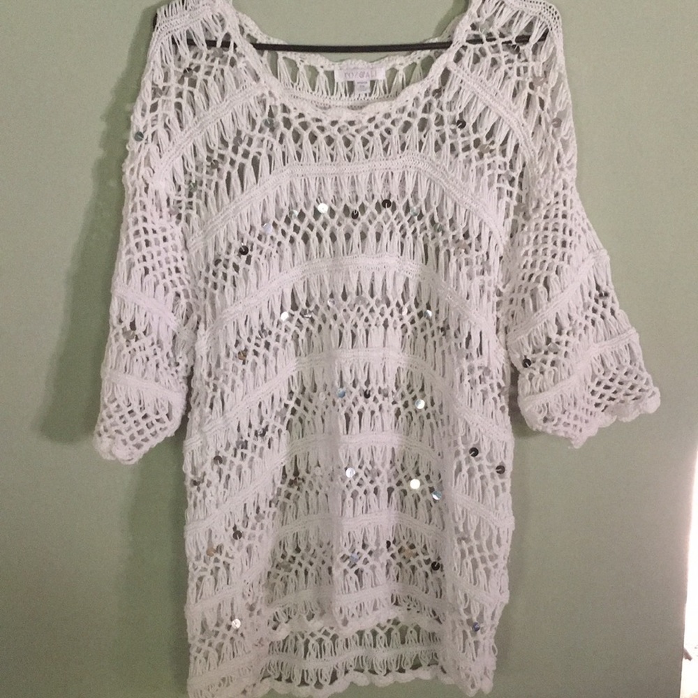 • Roz & Ali• White & Silver Sweater • 2X!